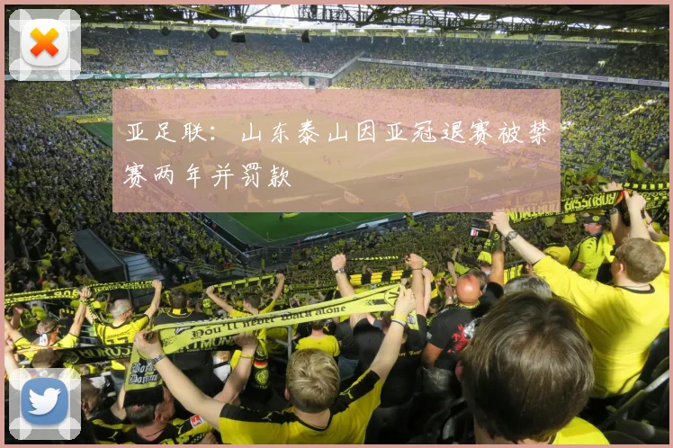 亚足联：山东泰山因亚冠退赛被禁赛两年并罚款